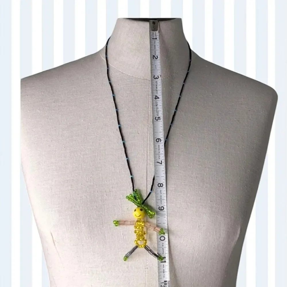 Handcrafted Beaded Figure Fixed Length Necklace On Beaded Chain